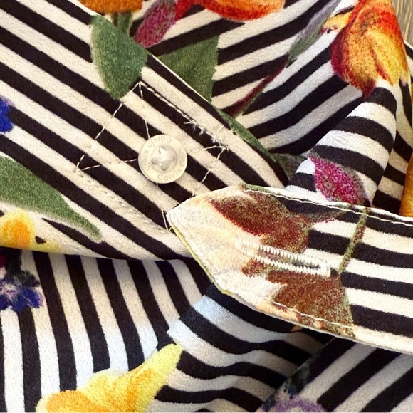 Calvin Klein women’s blouse Floral Striped Women's Top 2-way sleeves size small - Picture 4 of 13